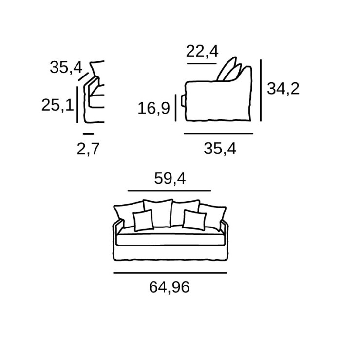 Cap Ferret 3 seats sofa