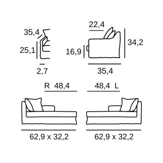 Cap Ferret L/R arm long chair