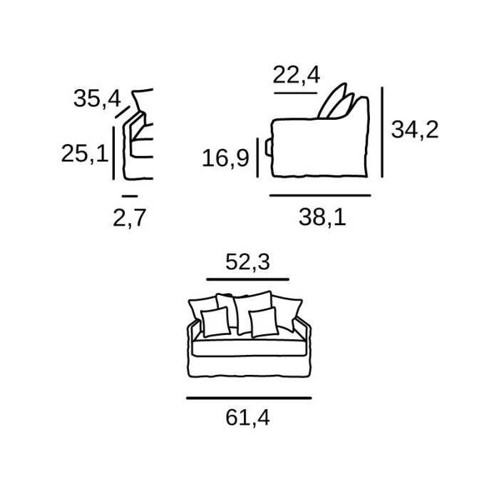 Cassis 2 seats sofa bed