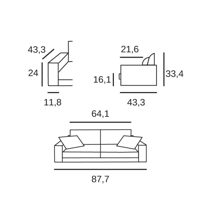 Courchevel 3 seats sofa