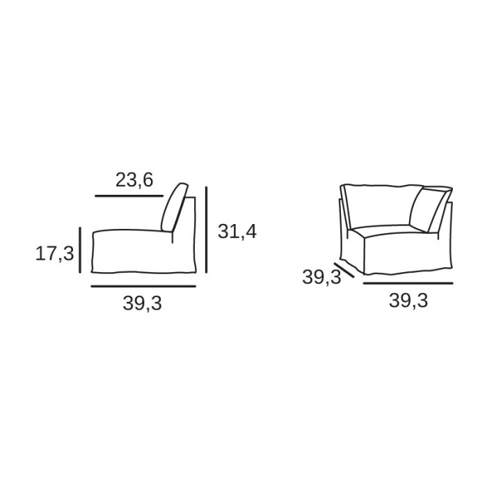 Albi corner element 100 x 100 cm - Home Spirit